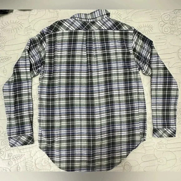Current/Elliott M Size 2 Plaid Flannel Buttondown Green Brown Blue - Picture 2 of 7